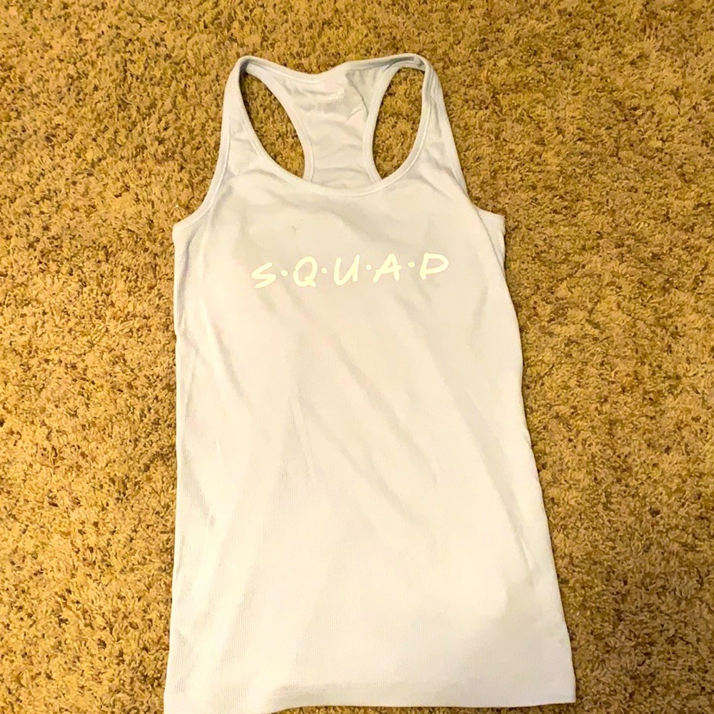 Racer-Back “S•Q•U•A•D” Tank Top With Friends Print